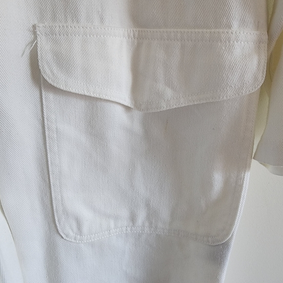 Andy Johns White Denim Full Length Trench Style Coat Size Large - Picture 9 of 9